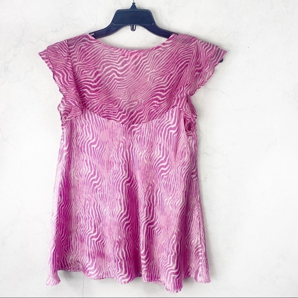 [Oscar de la Renta] Pink Printed Blouse - Picture 4 of 4